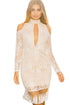 White Premium Lace Tassel Detail Bodycon Dress